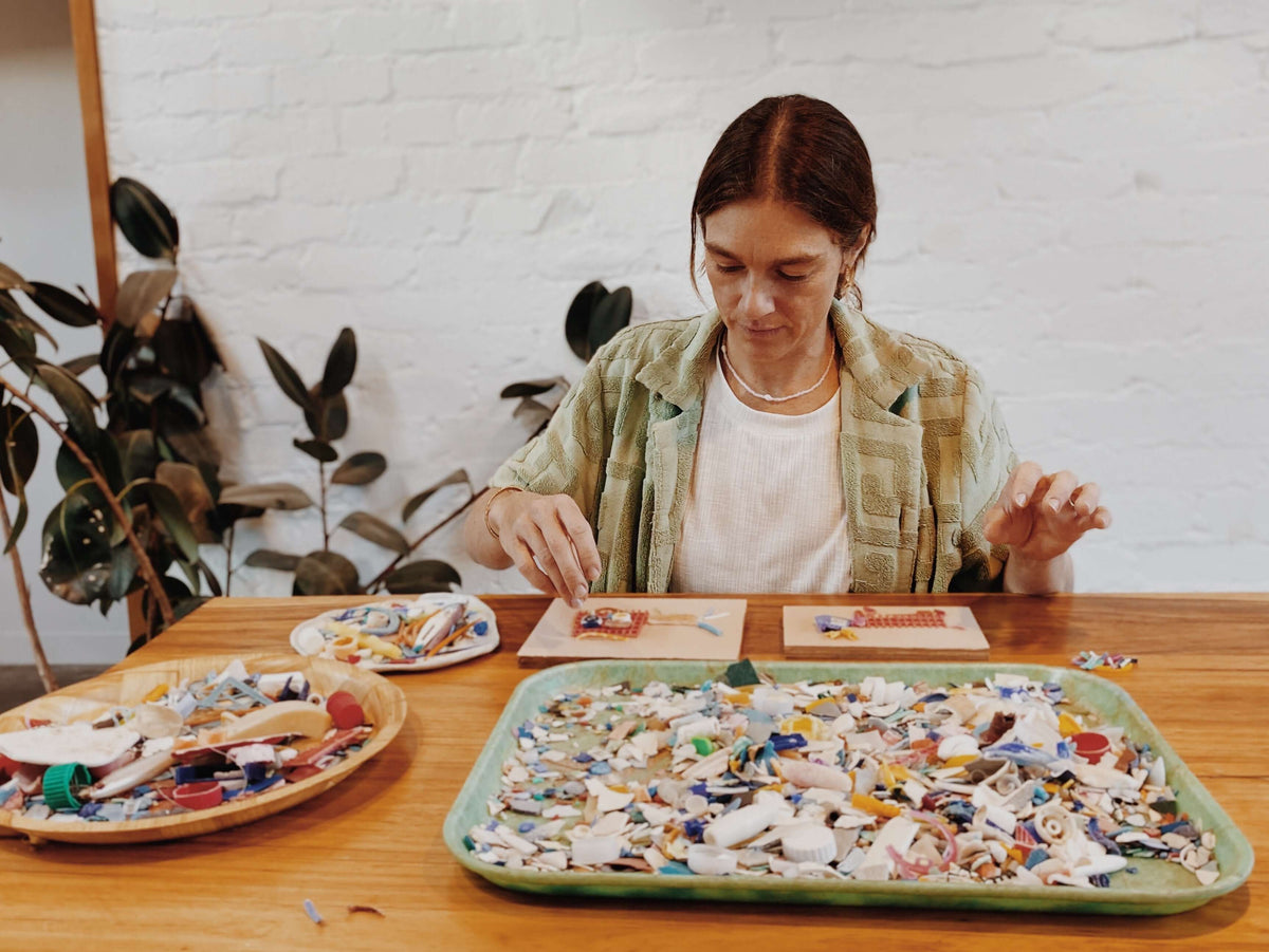 Catherine creating her artwork