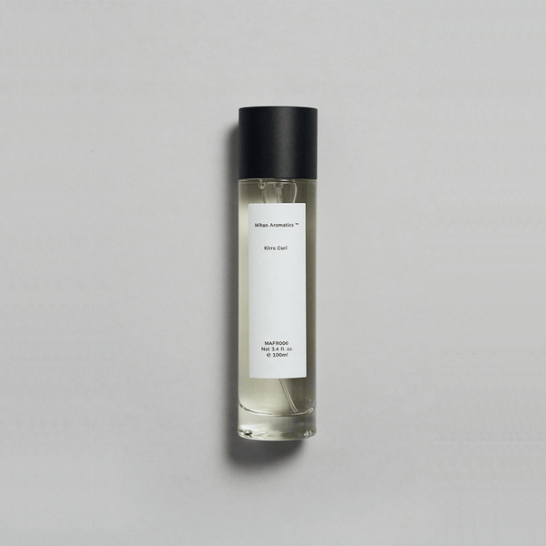 Bottle of Kirra Curl Parfum by Mihan Aromatics, evoking beach vibes and nostalgia with a minimalist design.