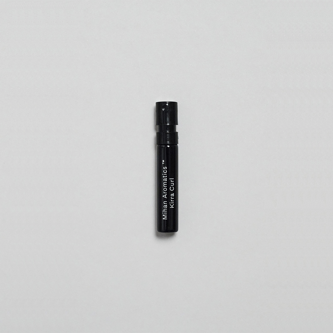 Kirra Curl Parfum by Mihan Aromatics, a fragrance evoking sun, surf, and nostalgia in a sleek travel-sized bottle.