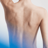 Close-up of a person's back showcasing bare skin and shoulder, highlighting natural contours and smoothness.
