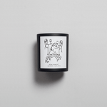 Guilty Story Candle by Mihan Aromatics, black container with minimalist art, hand-poured soy wax, 60-hour burn time.