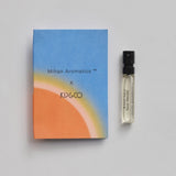Mihan Aromatics x Kip&Co Soul Nectar parfum 2ml sample vial beside its card sleeve